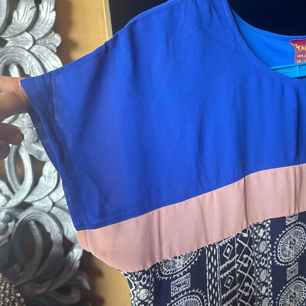 NWT Pure Chiffon dress with lining in a patchwork design &!funky sleeves! UK L - Picture 7 of 12